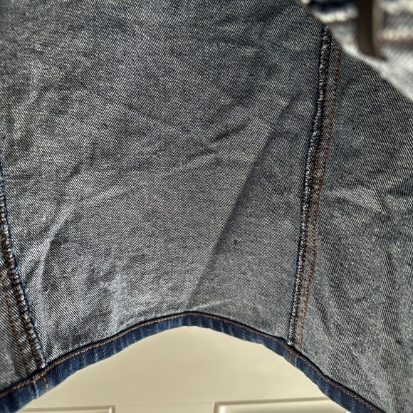 Vintage 90s Maria Denim Maxi Skirt Leather Stitching Grunge Fairy Dark Wash Blue - Picture 6 of 8